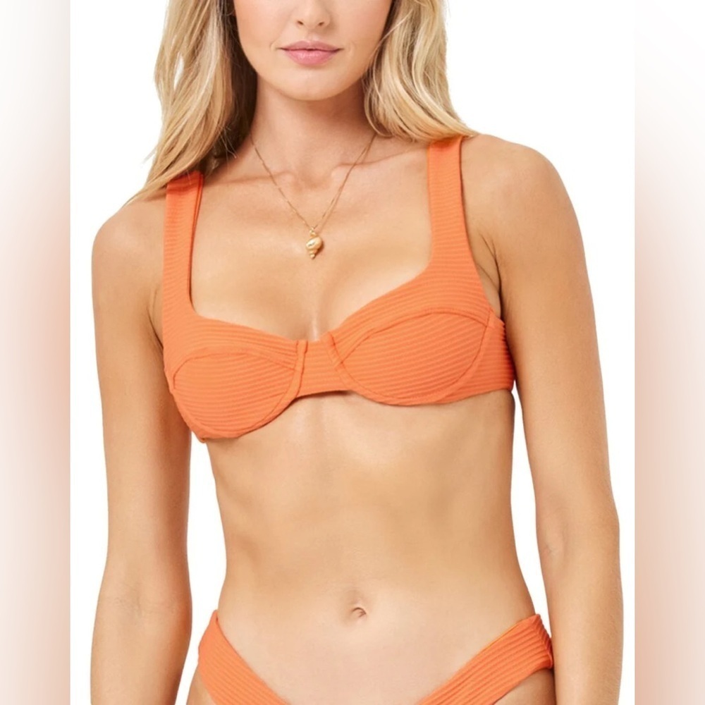 L*Space Eco Chic Repreve® Nikita Bikini Top Orange Small NWT